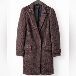 Wool-Blend Maroon Tweed Coat - Women